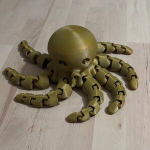 🔥LARGE 3D Printed Gold Articulated Octopus Figurine🔥